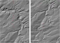 Im digitalen Geländemodell ist die Römerstraße Trier–Köln bei Nettersheim deutlich erkennbar.