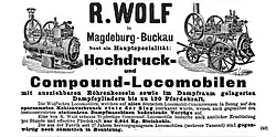 Werbeanzeige für Hochdruck- und Compoundlokomobile von 1890