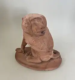 Sitzender Pavian, Ton, signiert