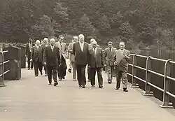 Werner Saam (Mitte vorne) während eines Betriebsausflugs der Mitglieder des Städt. Orchesters Solingen