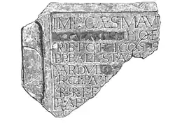 Bauinschrift des ballistarium, fertiggestellt durch die Vadulierkohorte