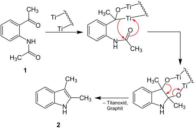 Reaktionsmechanismus der Fürstner-Indol-Synthese