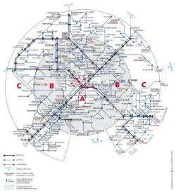 Tarifzonen im RVF-Verbundgebiet