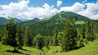 Blick von der Achalaalm auf den Rabenkopf