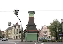 Trafoturm als Ausgangs­punkt des Radial­straßen­systems des Linden­quartiers