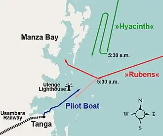 14. April 1915: Die Mansabucht wird zum Zufluchtsort des Hilfsschiffs Rubens