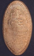 Souvenir-Medaille von der Ramstein Airbase 1969 geprägt auf 1 US Cent