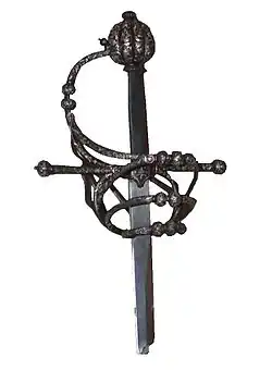 Rapier, zwischen 1580 und 1600. Musée de Morges, Schweiz.