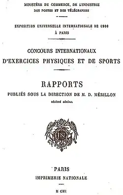 Titelseite des offiziellen „Berichts über die Sportwettbewerbe der Weltausstellung“