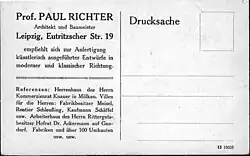 Undatierte Werbepostkarte von Paul Richter