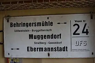 Zuglaufschild Ebermannstadt – Behringersmühle