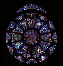 Fensterrose des nördlichen Querschiffs, gegliederte Rundform → Gothique classique