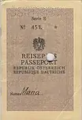 Reisepass der Republik Österreich, ausgegeben im Jahr 1968