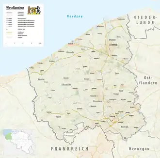 Reliefkarte Provinz Westflandern