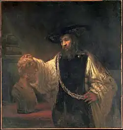 Aristoteles vor der Büste des Homer, 1653, von Rembrandt