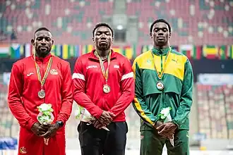 Joseph Fahnbulleh (Mitte) bei den Afrikameisterschaften 2024 in Douala