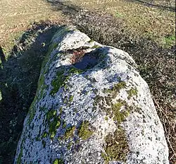 Spitzes des Menhirs mit Schälchen