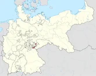 Lage des Fürstentums Reuß jüngere Linie im Deutschen Kaiserreich