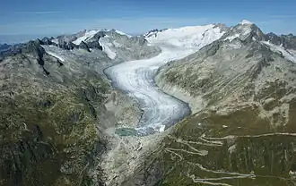 Luftbild des Rhonegletschers vom September 2011