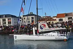 Rich Wilson beim Start zur Vendée Globe 2016–2017 an Bord Great American IV