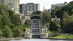 Schleusentreppe an der Mündung des Rideau Canals in den Ottawa-Fluss, Kanada