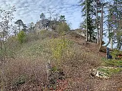 Roc de Courroux, Weg von Osten, letzte Meter vor dem Gipfelfels