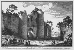 Offene Porta Pinciana. Stich von Giuseppe Vasi, 18. Jh.