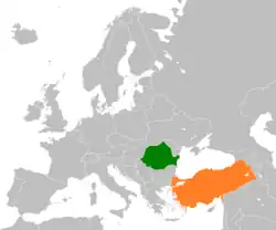 Lage von Rumänien und Türkei