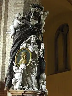 Epitaph des Prälaten Georg Meisel † 1710 in Gestalt eines memento mori, vollendet von Lorenzo Ottone