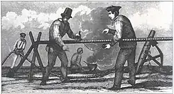 Historisches Bild vom Kleeden mit einer Kleedkeule