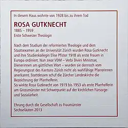 Gedenktafel Haus «Zum Loch», Zwingliplatz 1