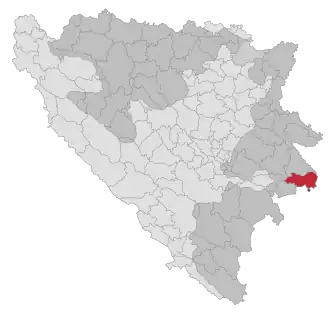 Lage der Gemeinde Rudo in Bosnien und Herzegowina (anklickbare Karte)