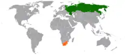 Lage von Russland und Südafrika