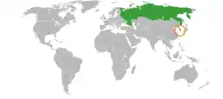 Lage von Russland und Südkorea