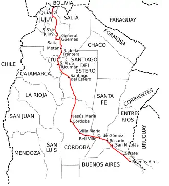 Verlauf der Ruta National9