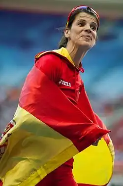 Die amtierende Europameisterin Ruth Beitia freute sich über ihren geteilten zweiten&nbsp;Platz