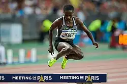 Ruth Jebet – hier mit ihrer besonderen Hindernistechnik – belegte Rang&nbsp;elf