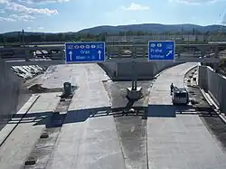 Ende der S&nbsp;1 am Knoten Korneuburg (in&nbsp;Bau)