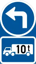 Vorgeschriebene Fahrtrichtung für Lastkraftwagen über 10 t