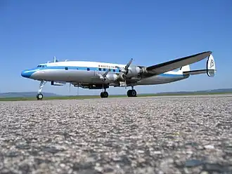 L-1049A der Super Constellation Flyers Association SCFA (Basel), während des Pilotentrainings in Epinal-Mirecourt (2005)