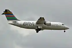Avro RJ100 der Braathens Regional Aviation, betrieben für BRA Braathens Regional Airlines