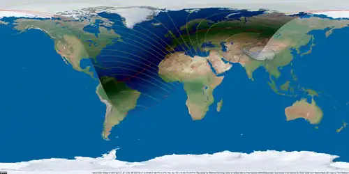 Weltkarte der Sonnenfinsternis vom 17. April 1912