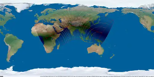 Weltkarte der Sonnenfinsternis vom 21. Juni 2020