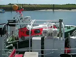 Unterbringung des Tochterbootes Johann Fidi