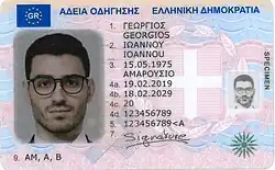 SPECIMEN Greece drivers license 2019 edition