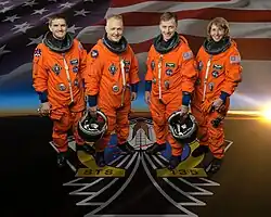 v. l. n. r.: Rex Walheim, Douglas Hurley, Christopher Ferguson und Sandra Magnus