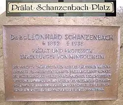 Gedenktafel beim Prälat-Schanzenbach-Platz