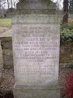 Grabsteininschrift von Leonhard Schanzenbach