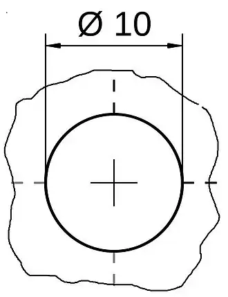 2. Bohrung oder Zapfen, Draufsicht