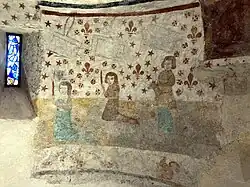 Fresko aus dem Spätmittelalter in der Kirche Saint-Éloi.